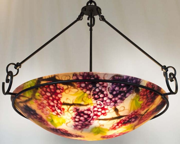 reverse painted grape chandelier