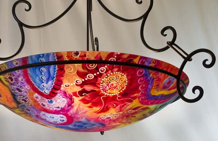 Colorful Santa Fe painted chandelier