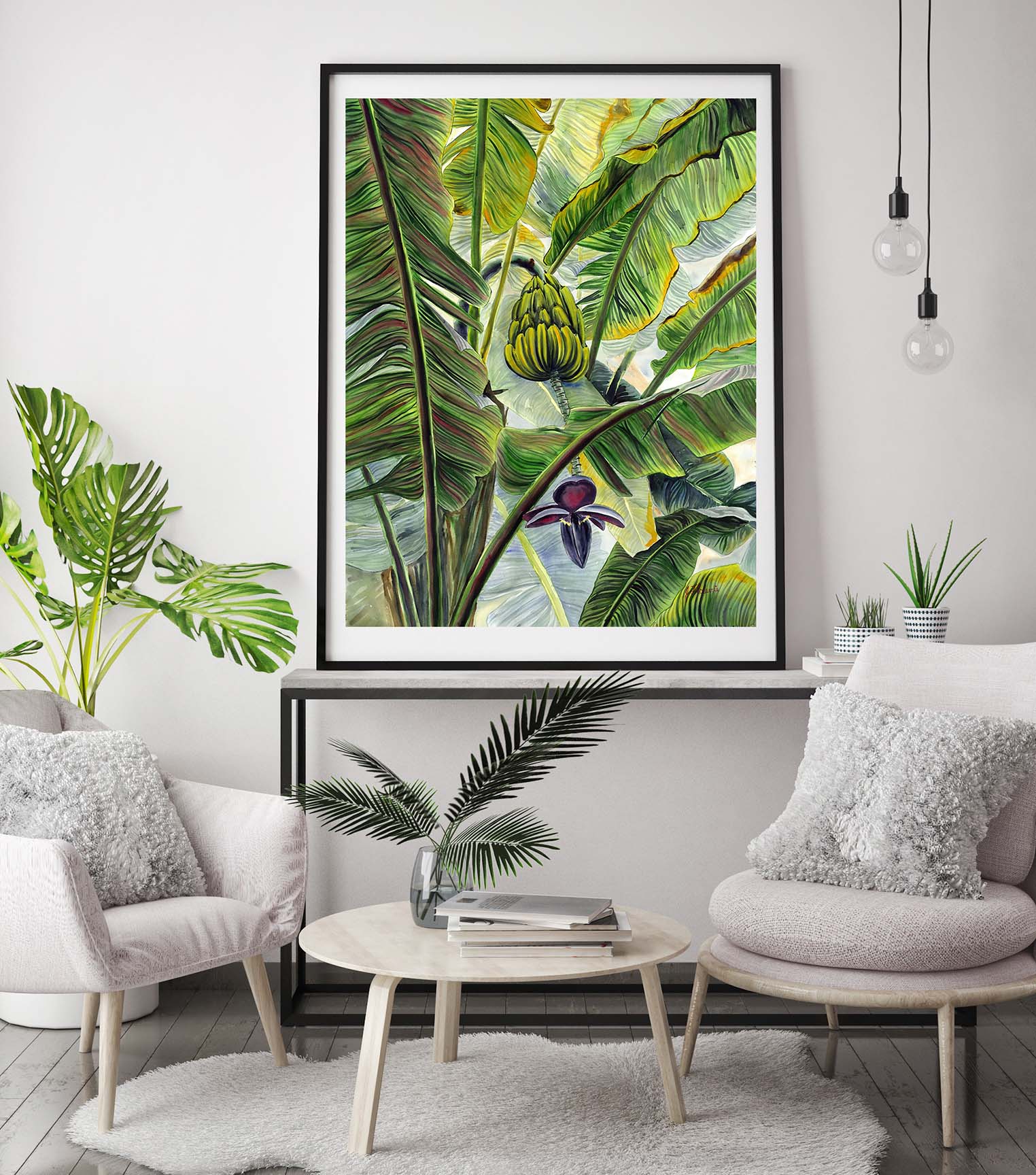 Purchase Jungle Banana watercolor painting by artist Jenny Floravita
