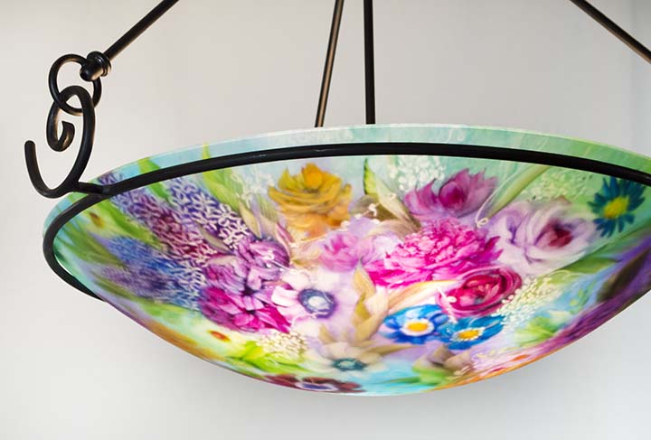 ocean colored hand painted chandelier