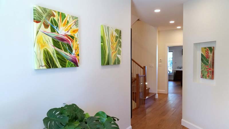 collection of tropical flower paintings