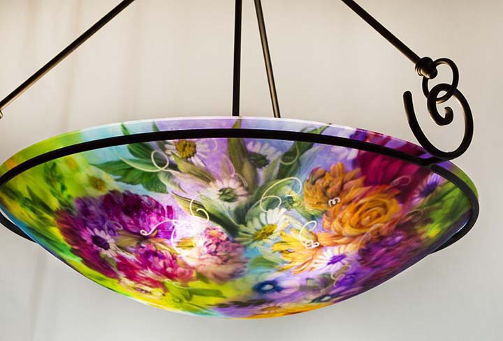 Tropical Reverse Painted Chandelier By Jenny Floravita