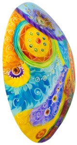 aqua and orange art glass