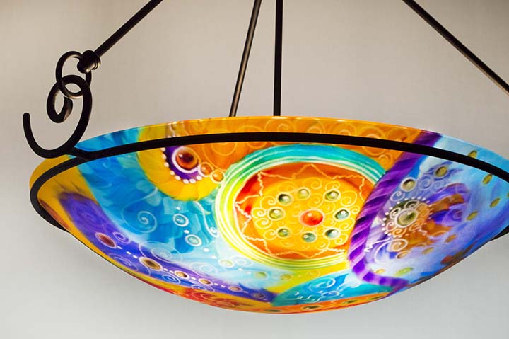 Southwest Hand Painted Glass Chandelier