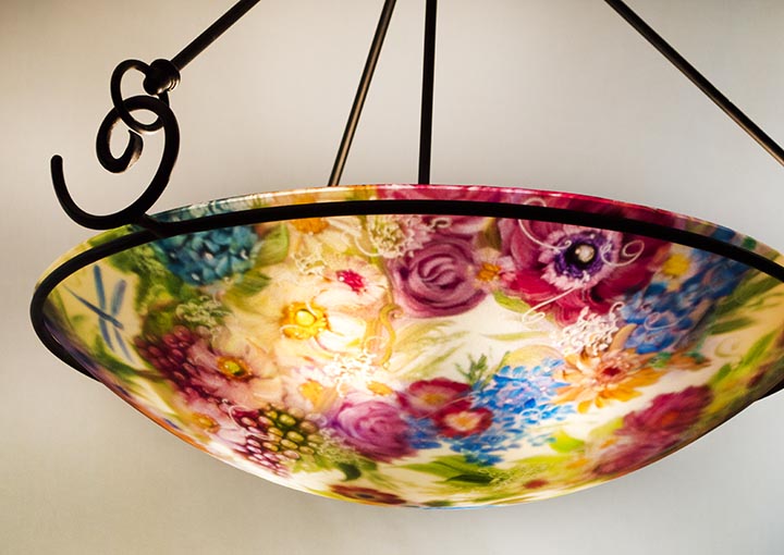 Tropical Reverse Painted Chandelier By Jenny Floravita