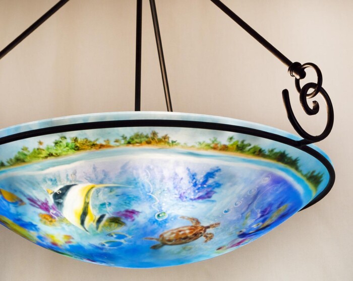 reverse hand painted chandelier