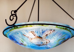 reverse hand painted chandelier