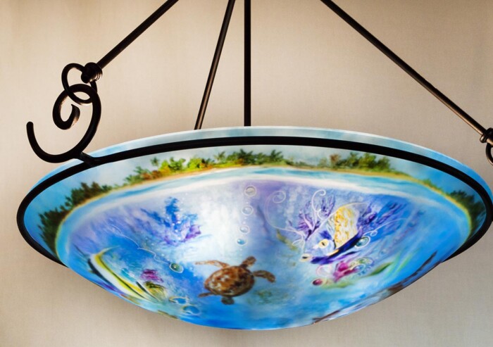 tropical fish hand painted chandelier