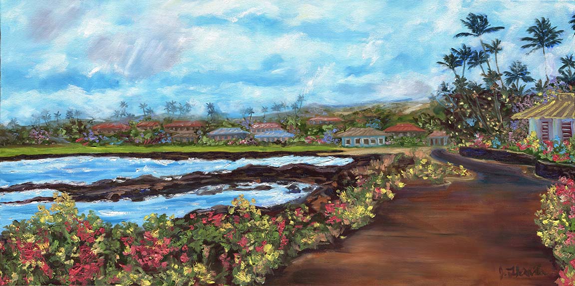 red country road in Kauai painting