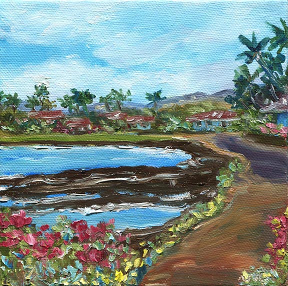 small kauai beach road painting