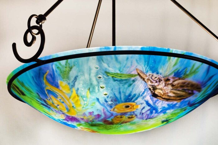 reverse hand painted ocean chandelier