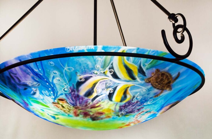 reverse painted ocean chandelier