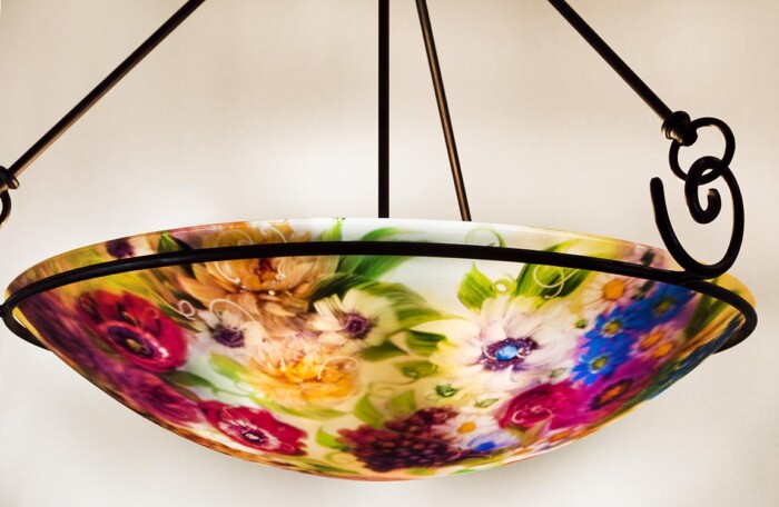 reverse hand painted chandelier