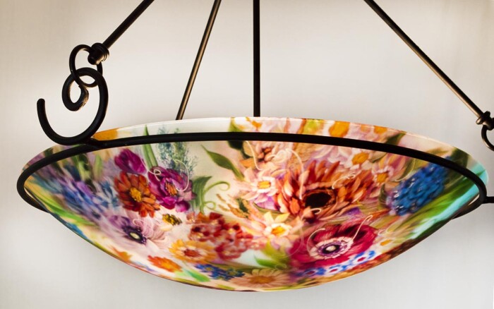 reverse hand painted floral chandelier