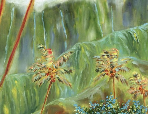 Kauai Valley Plantation Cottage Living, 18×36 oil painting