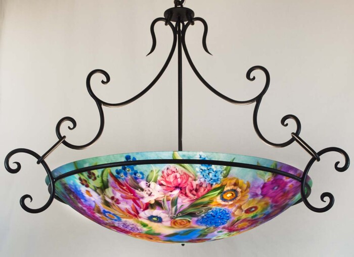 large painted glass chandelier