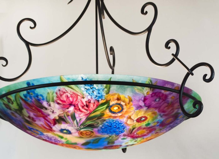 reverse painted chandelier
