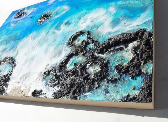 Kauai Ocean Original Acrylic Painting, 5x7 Canvas Panel, Hawaii