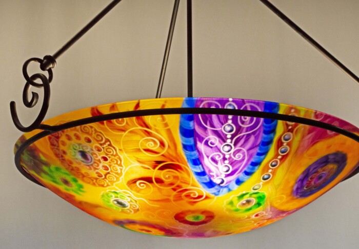 Phoenix reverse hand painted chandelier