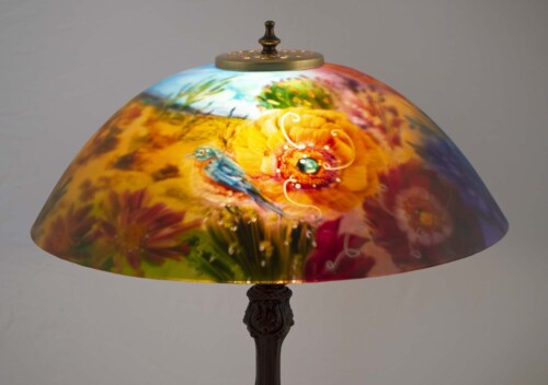 reverse painted desert table lamp