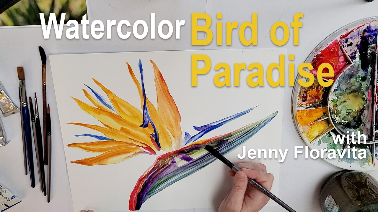 bird of paradise watercolor tutorial
