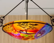 African safari reverse painted chandelier