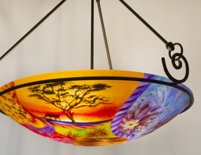 African Safari reverse painted chandelier, 24 inch diameter, contact to order - Image 5