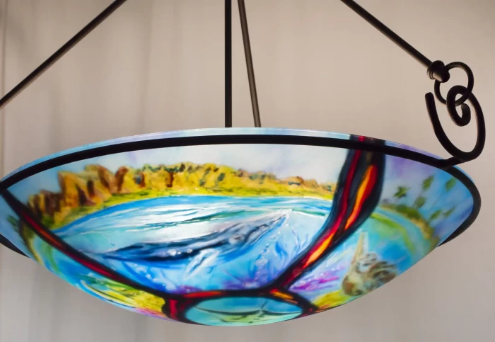 Volcanic Turtle Island Reverse Painted Chandelier, contact to Order - Image 4