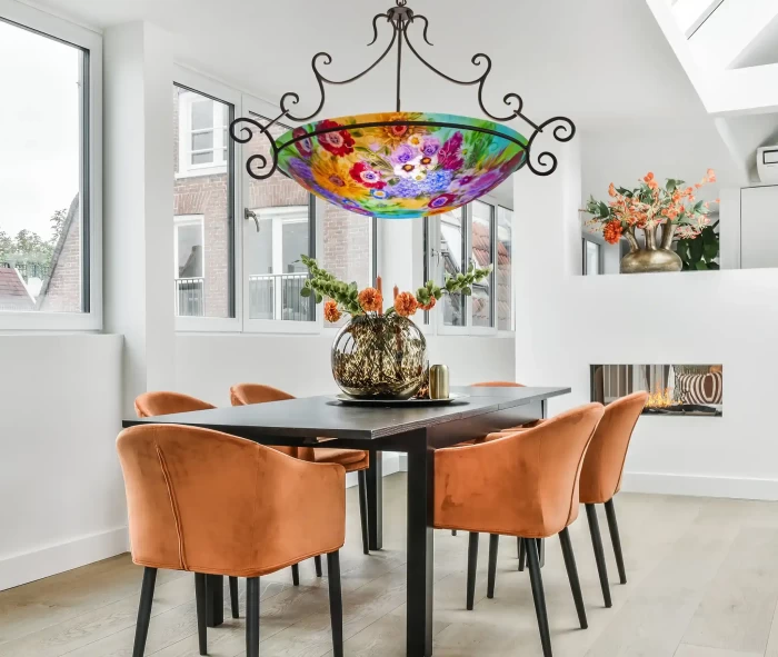 Glass Garden Enchantment large reverse hand painted chandelier, 36 inch diameter, contact to Order - Image 2