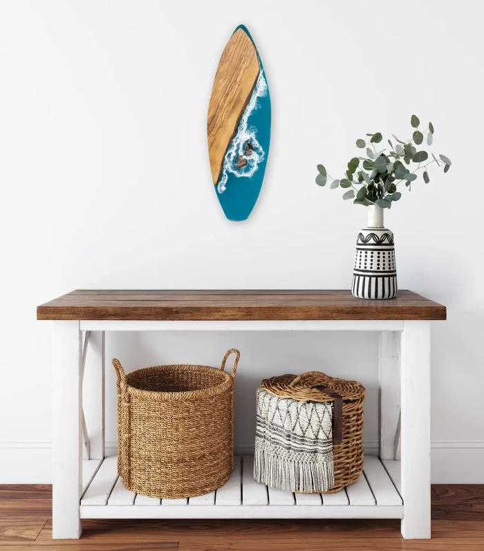 Westside Surf Live Edge Olive Wood Art Surfboard, 24 inches mixed-media - Image 2