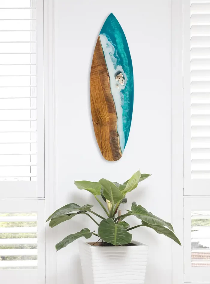Opal Island Live Edge Olive Wood Art Surfboard, 36 inches mixed-media - Image 2