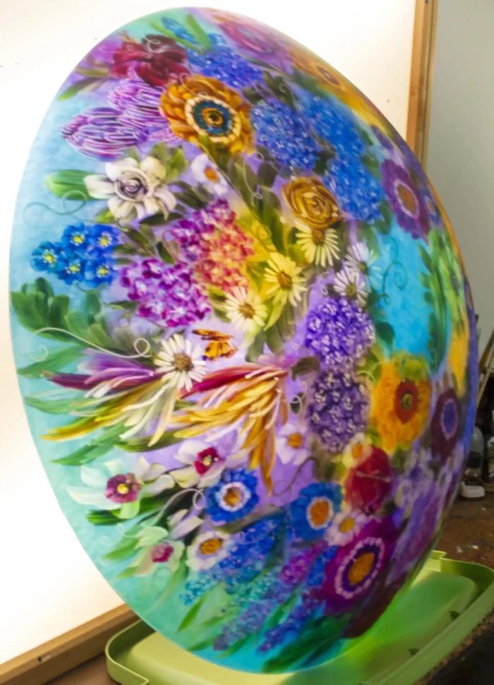 Glass Garden Enchantment large reverse hand painted chandelier, 36 inch diameter, contact to Order - Image 7