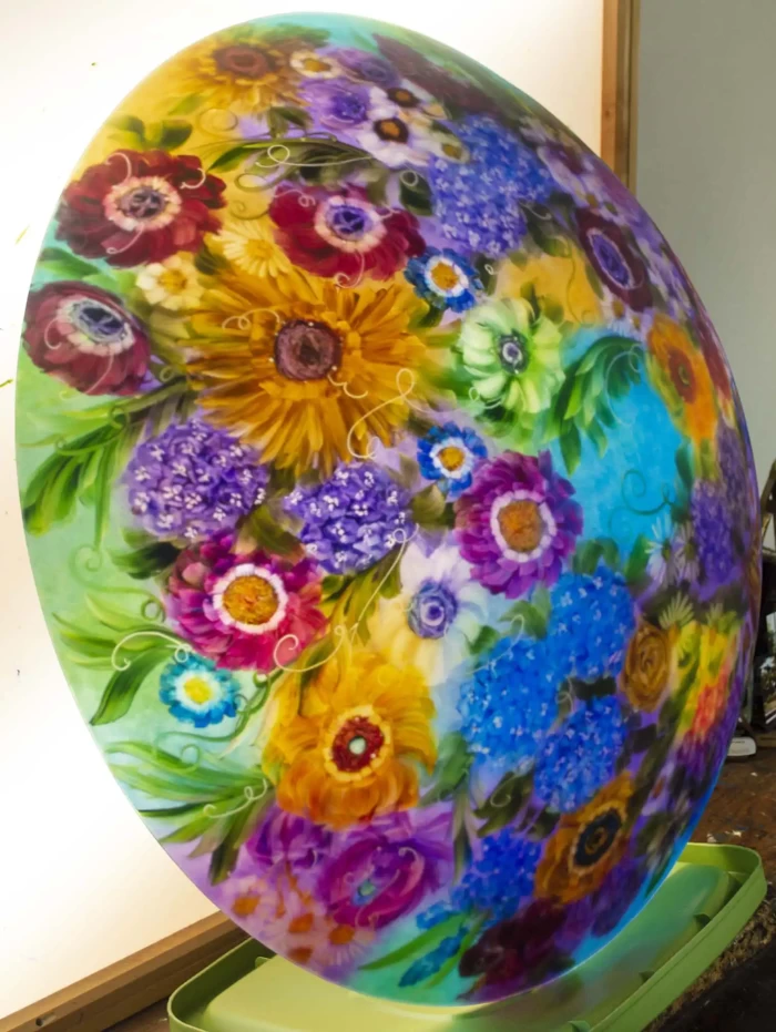 Glass Garden Enchantment large reverse hand painted chandelier, 36 inch diameter, contact to Order - Image 6