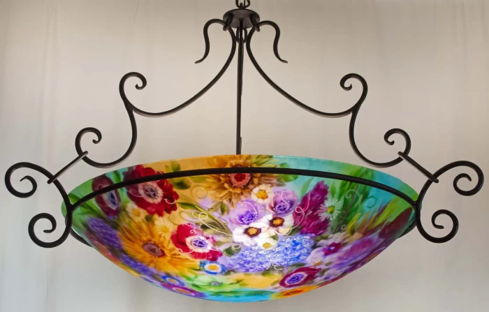 Glass Garden Enchantment large reverse hand painted chandelier, 36 inch diameter, contact to Order - Image 10