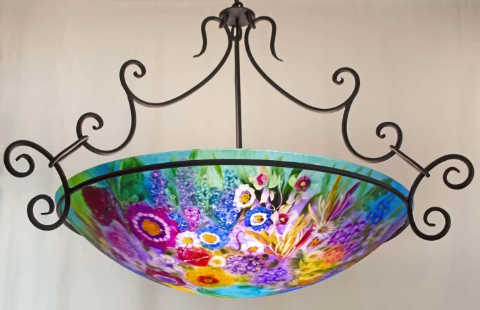 Glass Garden Enchantment large reverse hand painted chandelier, 36 inch diameter, contact to Order - Image 13