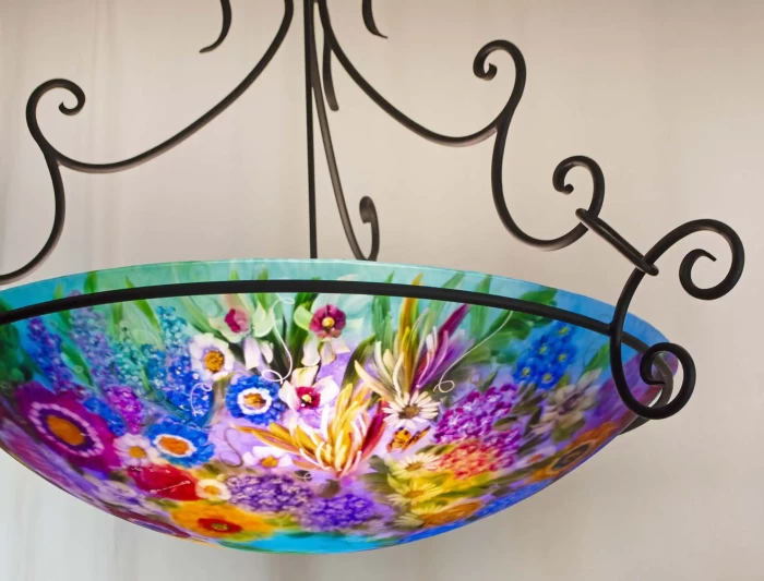Glass Garden Enchantment large reverse hand painted chandelier, 36 inch diameter, contact to Order - Image 11
