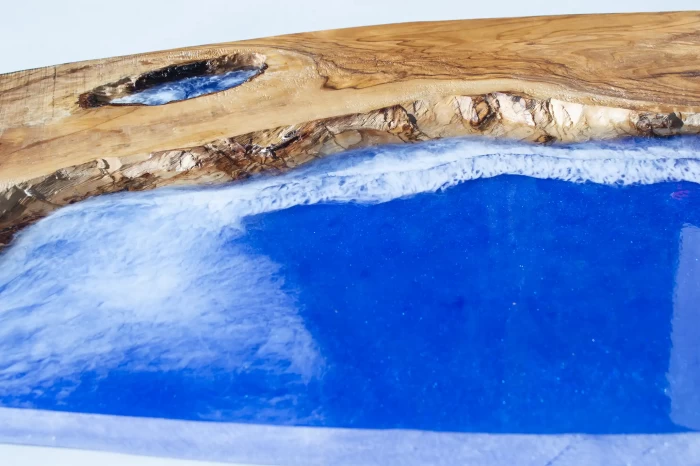 Cliffs of Eternity Live Edge Olive Wood Art Surfboard, 57 inches mixed-media - Image 7