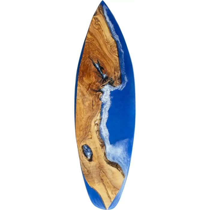 Cliffs of Eternity Live Edge Olive Wood Art Surfboard, 57 inches mixed-media