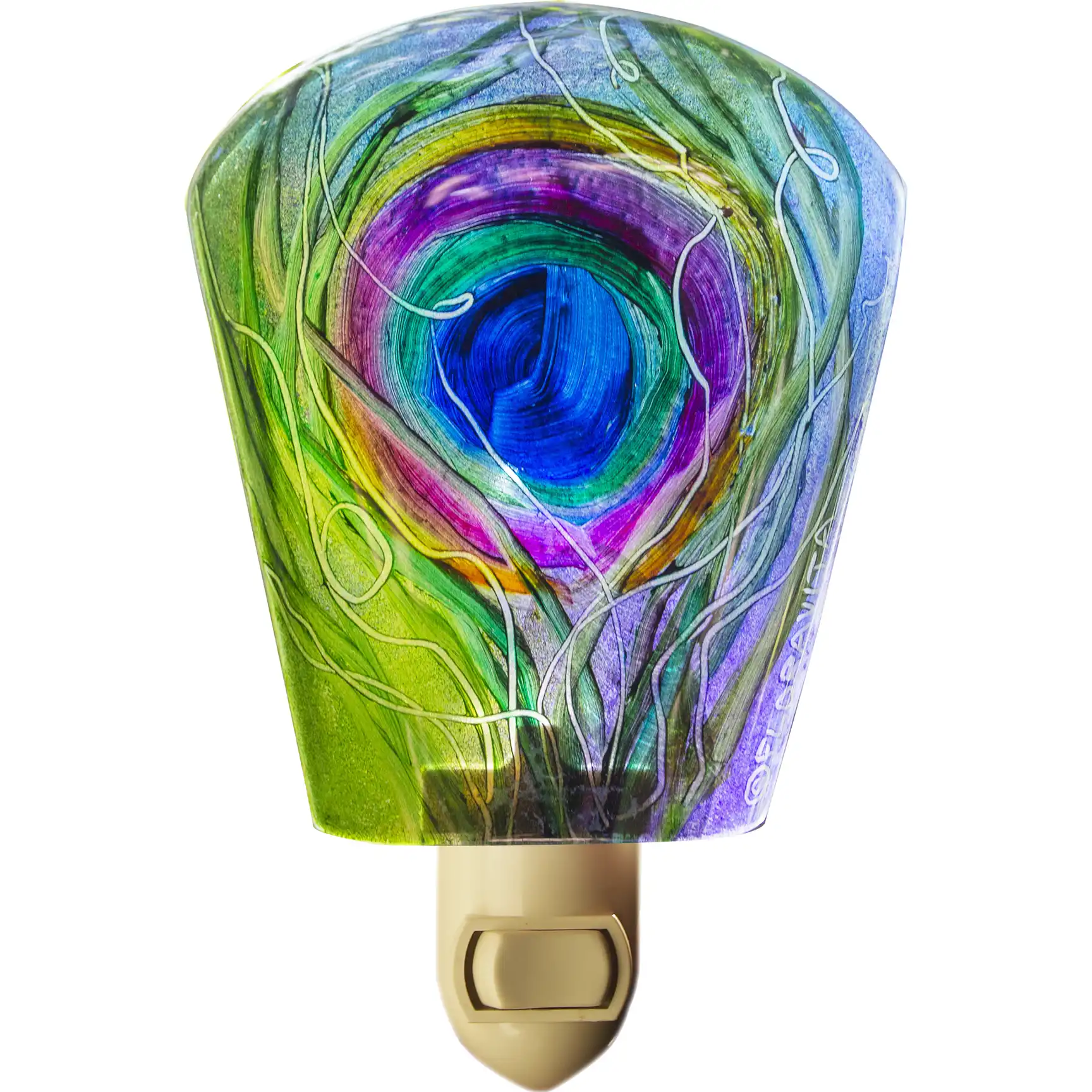 slim peacock feather night light