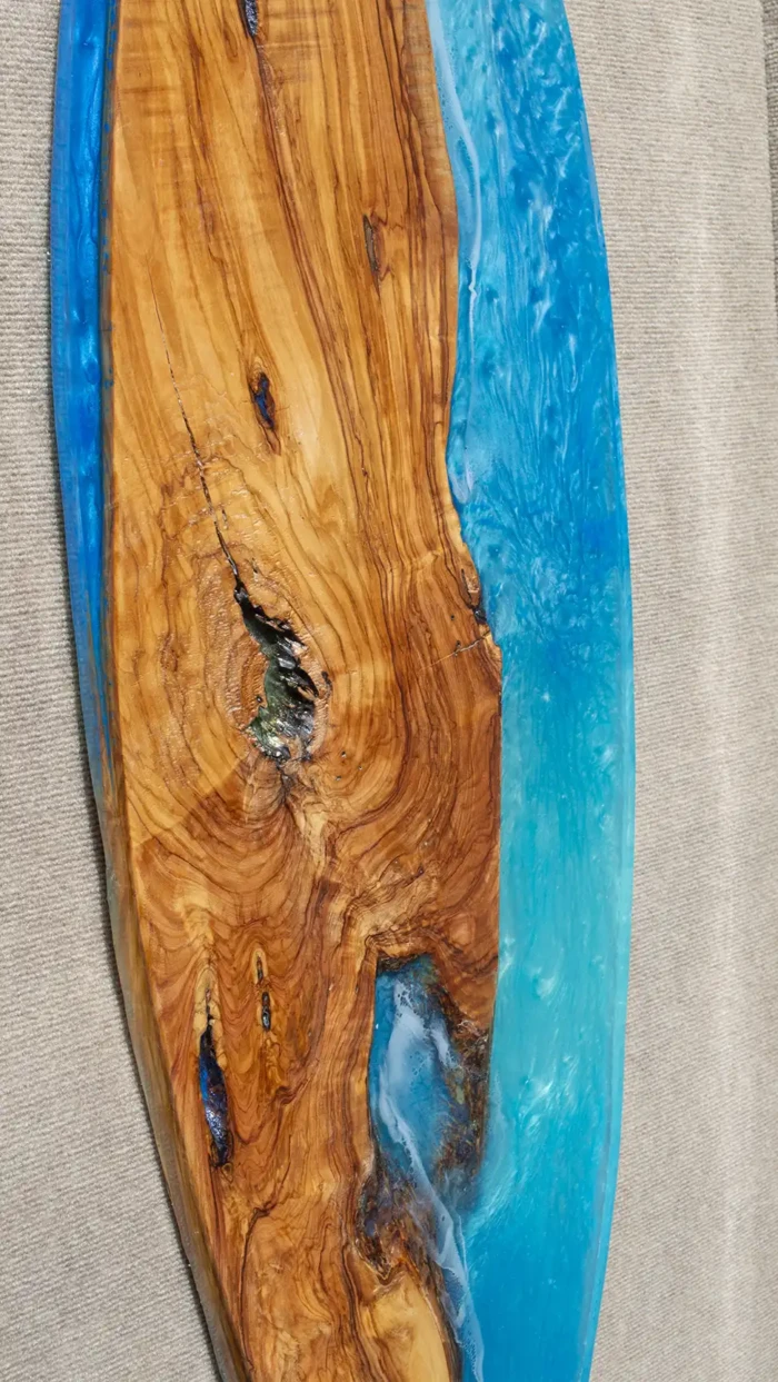 Tides of Timber Live Edge Olive Wood Art Surfboard, 57 inches